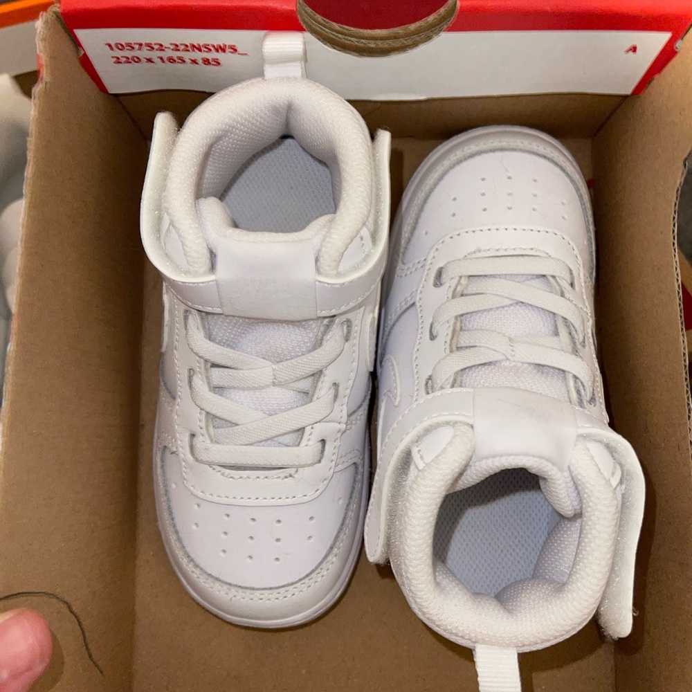 Nike Court Borough Mid 2 White Velcro and Lace up Sneakers